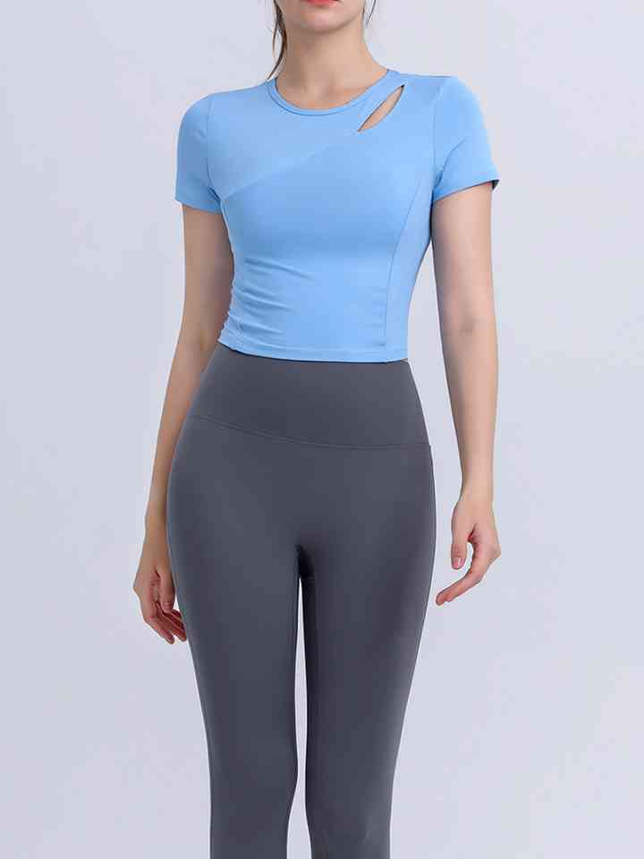 Round Neck Short Sleeve Active Top