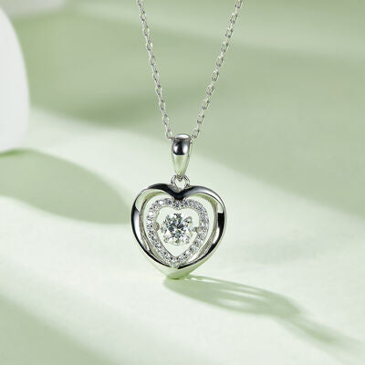 Moissanite 925 Sterling Silver Heart Necklace