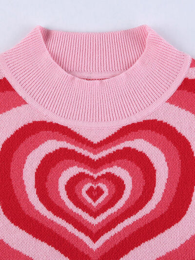 Heart Mock Neck Sweater Vest