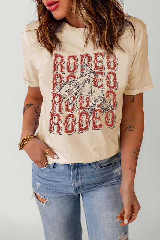 Letter Graphic Cuffed Tee Shirt