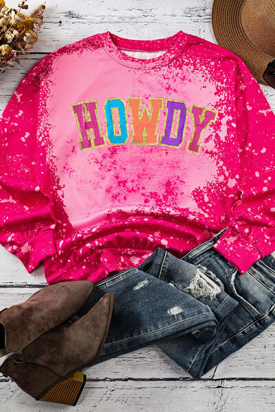 HOWDY Tie-Dye Round Neck Sweatshirt